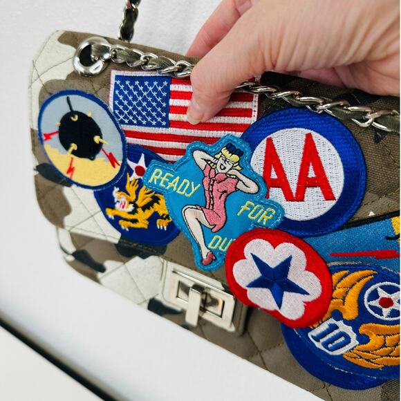 READYMADE Japan Green Multi Army Patch Shoulder Bag Braided Strap - Picture 5 of 16